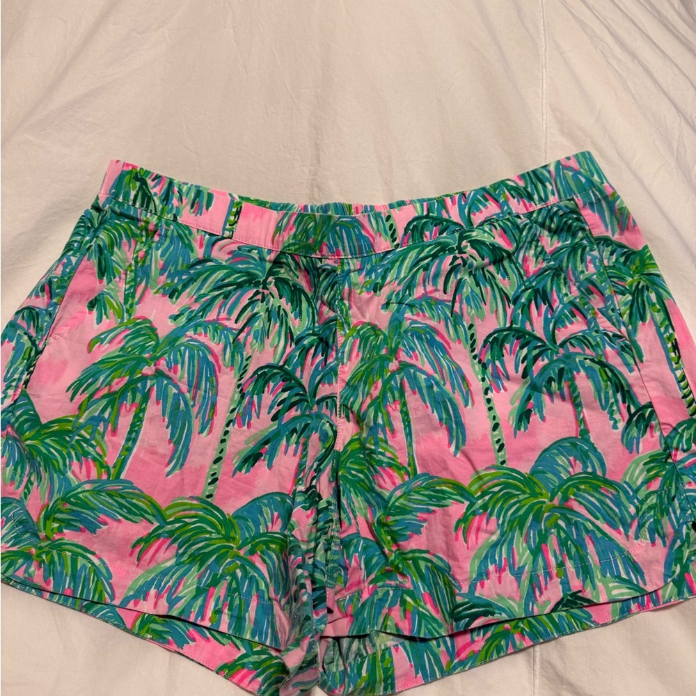 Lilly Pulitzer Pink and Green Palm Print Women's Shorts